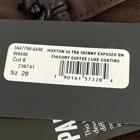 Paige Hoxton Ultra Skinny Luxe Coated Jeans in Chicory Coffee - NWT - Size 28 - Picture 9 of 13